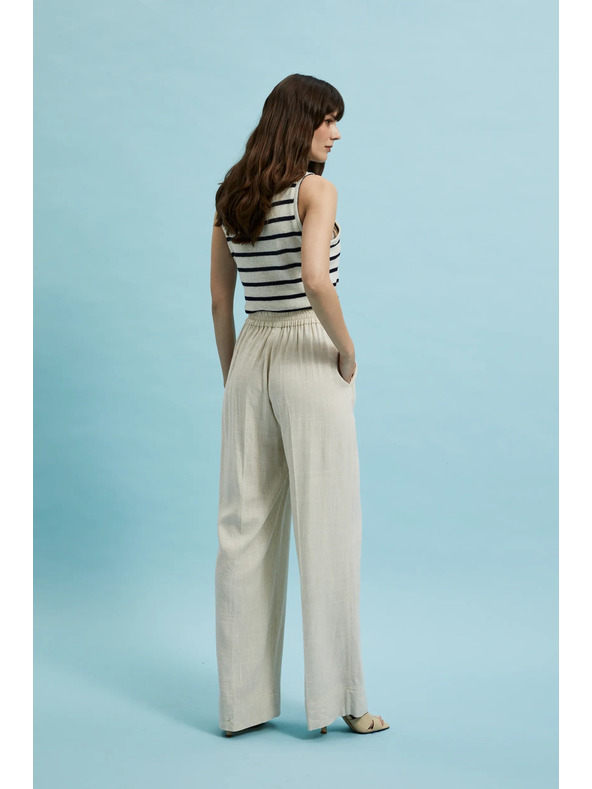Moodo Lanene hlače s širokim nogavicama bež Moodo