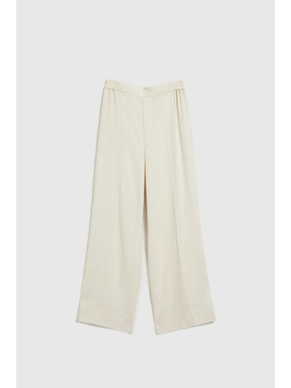 Moodo Lanene hlače s širokim nogavicama bež Moodo