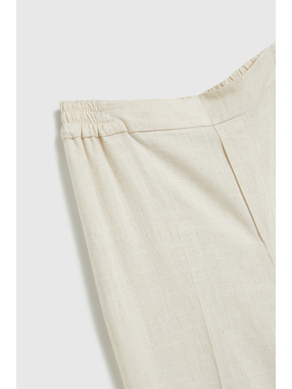 Moodo Lanene hlače s širokim nogavicama bež Moodo