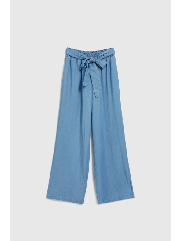 Moodo Plave lyocell hlače s širokim nogavicama Moodo