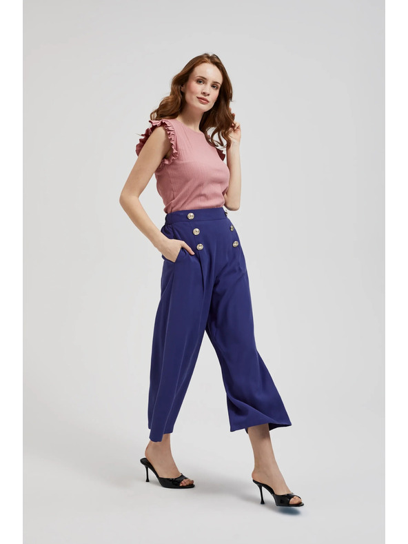Moodo Ljubičaste hlače s ukrasnim gumbima Moodo