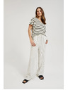 Moodo Lanene hlače prugaste bijele Moodo