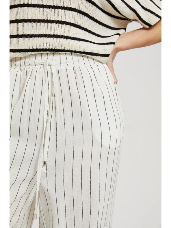 Moodo Lanene hlače prugaste bijele Moodo