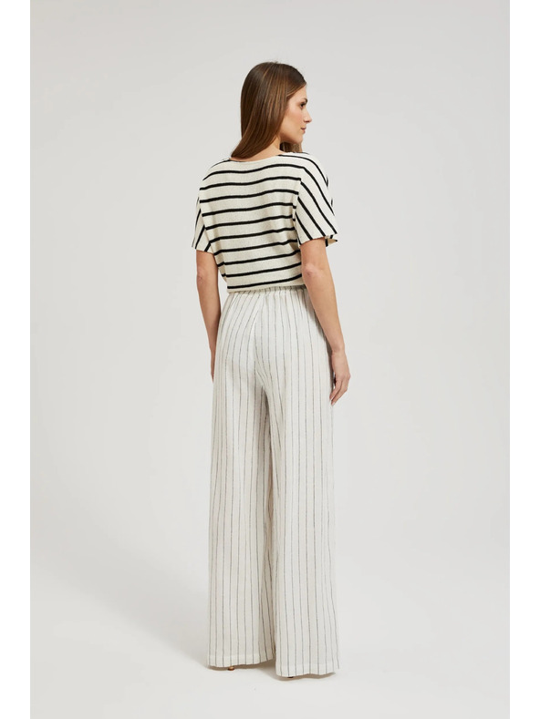 Moodo Lanene hlače prugaste bijele Moodo