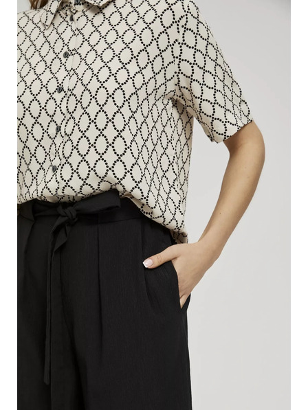 Moodo Glatke hlače s širokim nogavicama i pojasom u struku crne Moodo