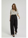 Moodo Glatke hlače s širokim nogavicama i pojasom u struku crne Moodo