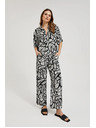Moodo Viskozne hlače ravnih nogavica crno-bijele Moodo
