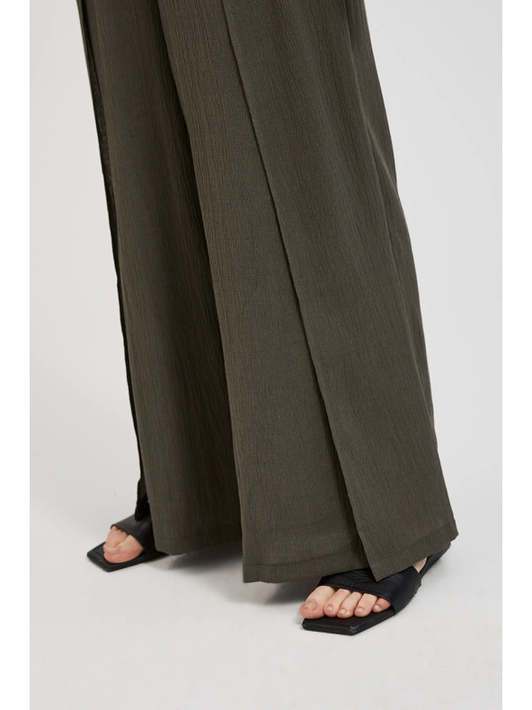 Moodo Maslinaste hlače s širokim nogavicama i gumicom u struku Moodo