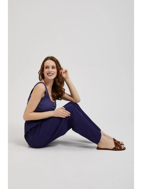 Moodo Ljubičaste hlače s širokim nogavicama i pojasom Moodo