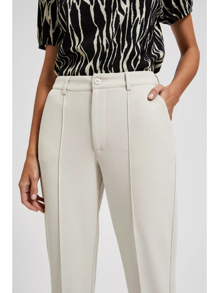 Moodo Elegantne bež hlače užih nogavica s džepovima Moodo
