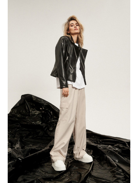 Moodo Bež cargo hlače ravnih nogavica Moodo