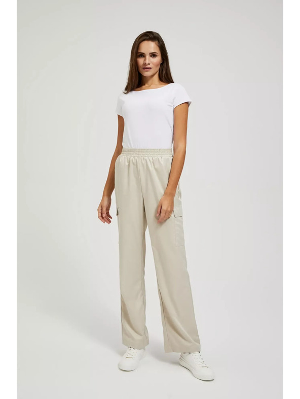 Moodo Bež cargo hlače ravnih nogavica Moodo