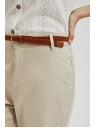 Moodo Bež hlače s dekorativnim pojasom Moodo