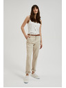 Moodo Bež hlače s dekorativnim pojasom Moodo