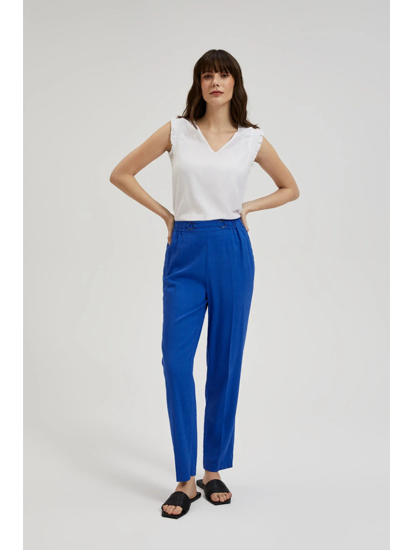 Moodo Lanene hlače s nogavicama do ruba plave Moodo