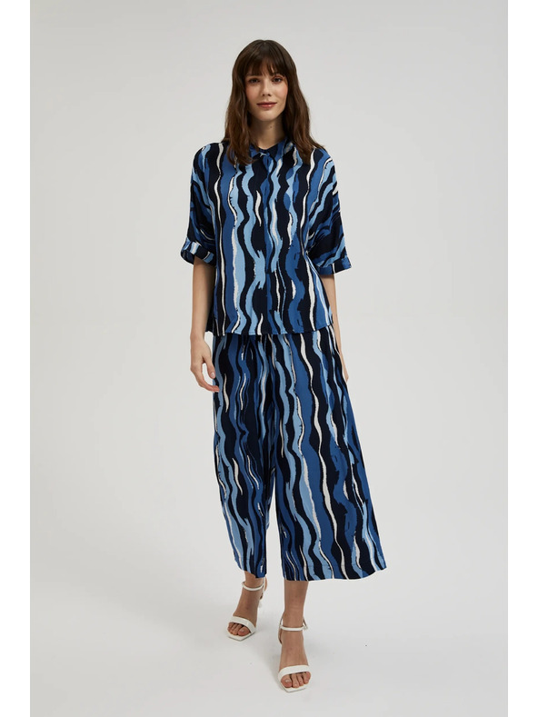 Moodo Uzorkovane kullotes hlačice plave Moodo