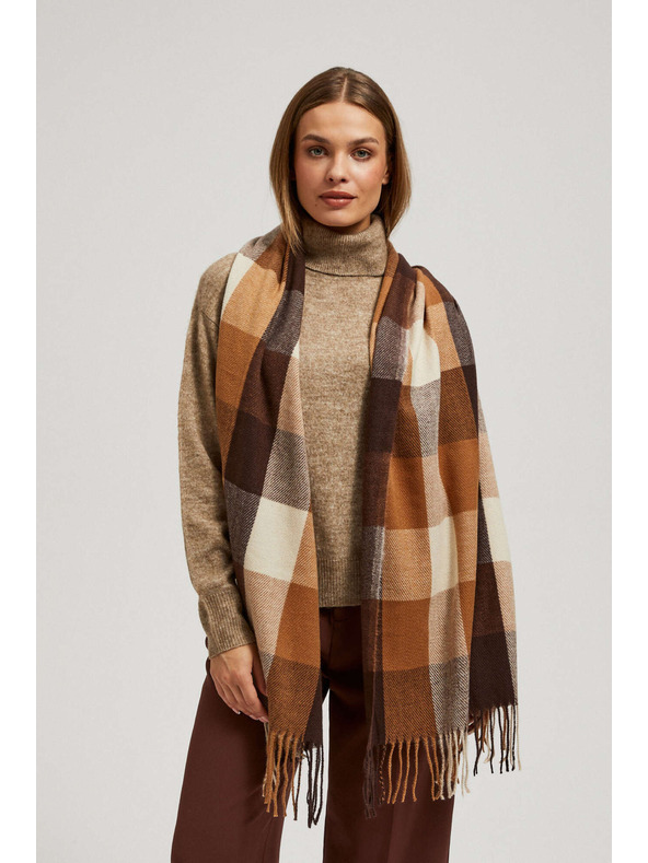 Moodo Elegantni kostkasti smeđi šal Moodo