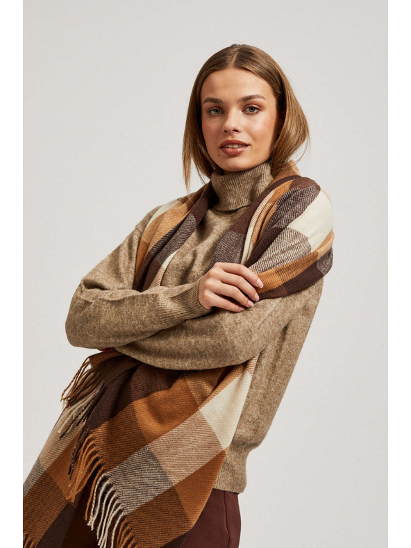 Moodo Elegantni kostkasti smeđi šal Moodo
