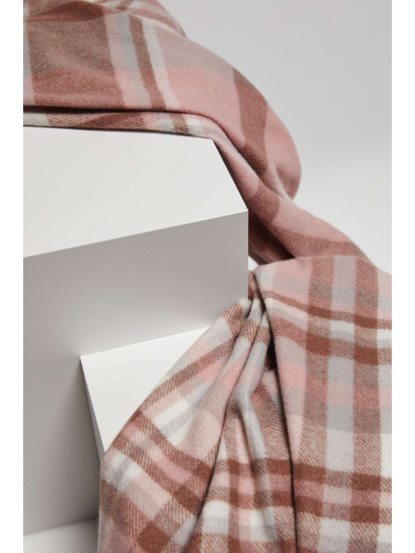 Moodo Puder ružasti šal u kocki s resicama Moodo