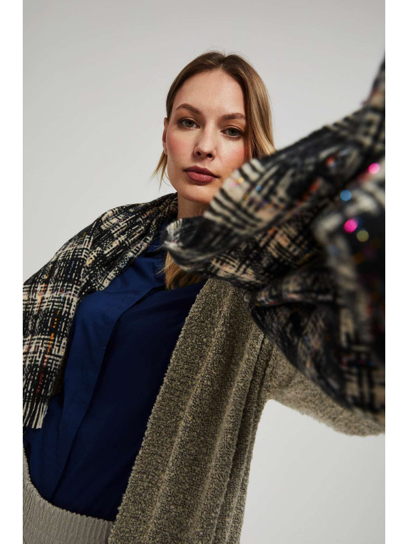 Moodo Crni šal u kocki s metalnom nitkom Moodo