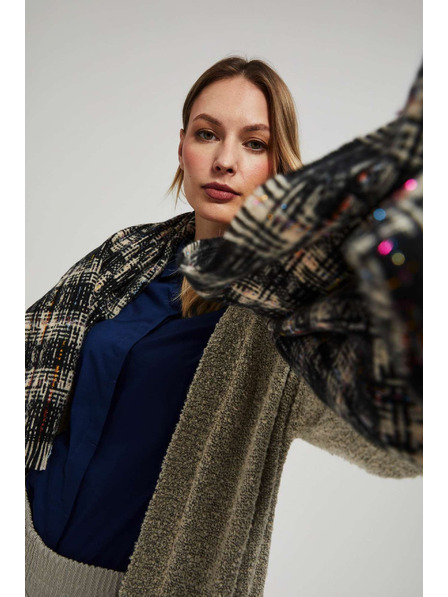 Moodo Crni šal u kocki s metalnom nitkom Moodo