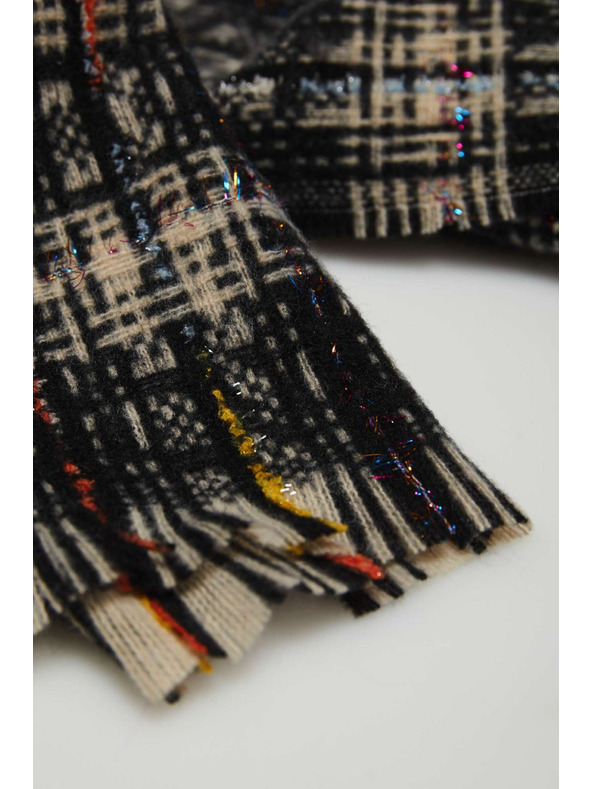 Moodo Crni šal u kocki s metalnom nitkom Moodo