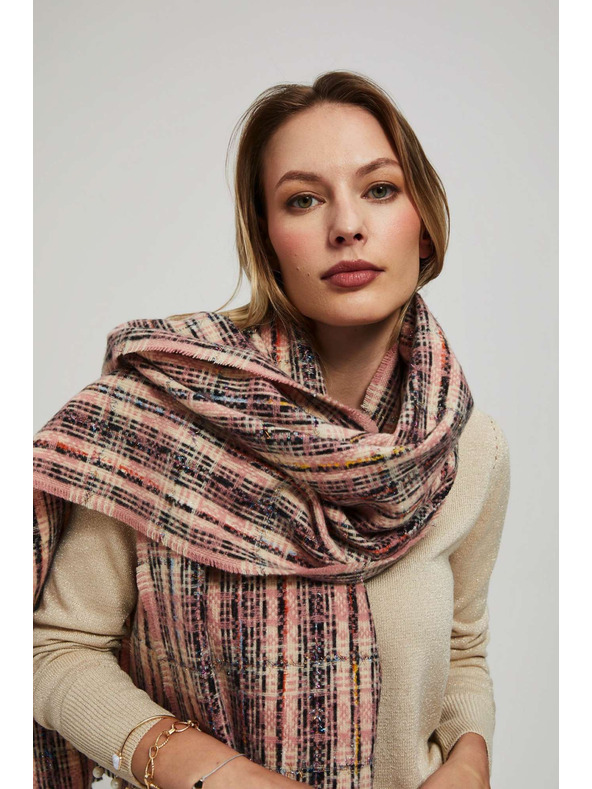 Moodo Ružasti šal u kocki s metalnom nitkom Moodo