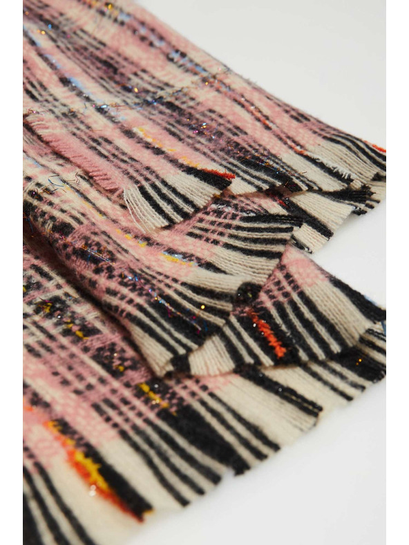 Moodo Ružasti šal u kocki s metalnom nitkom Moodo