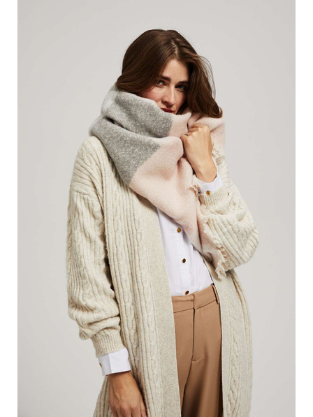 Moodo Puder ružasti šal u kocki s resicama Moodo