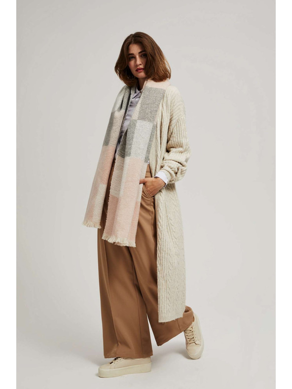 Moodo Puder ružasti šal u kocki s resicama Moodo