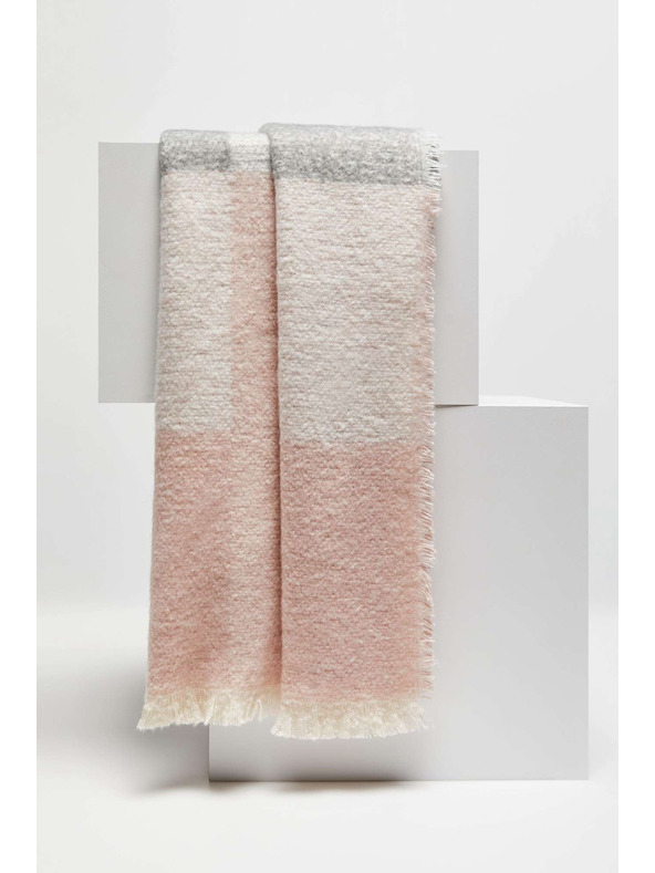 Moodo Puder ružasti šal u kocki s resicama Moodo