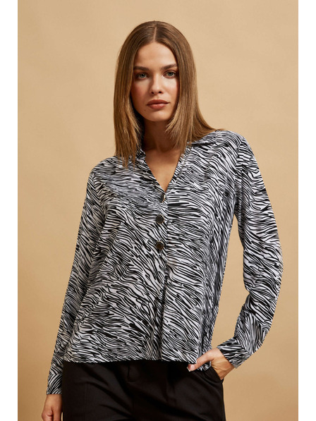 Moodo Košulja s V-izrezom crno-bijela Moodo