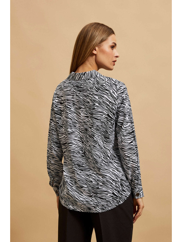 Moodo Košulja s V-izrezom crno-bijela Moodo