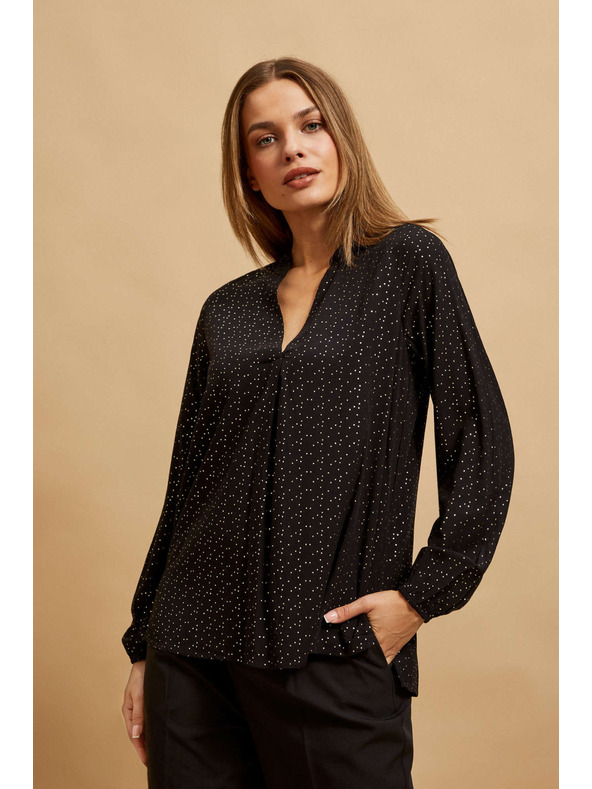 Moodo Crna košulja s V-izrezom Moodo