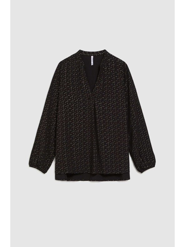 Moodo Crna košulja s V-izrezom Moodo