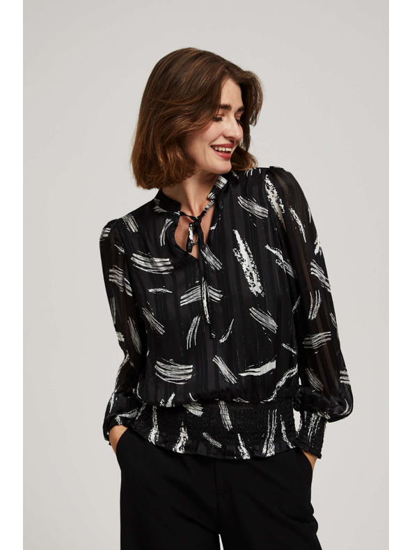 Moodo Crna košulja Moodo s vezanim izrezom