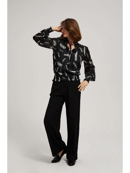 Moodo Crna košulja Moodo s vezanim izrezom