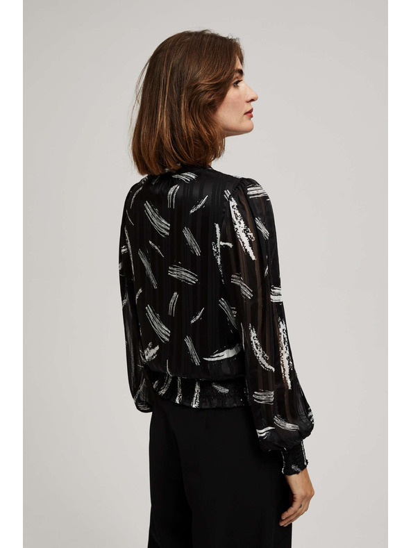 Moodo Crna košulja Moodo s vezanim izrezom