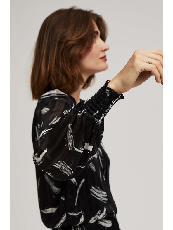 Moodo Crna košulja Moodo s vezanim izrezom