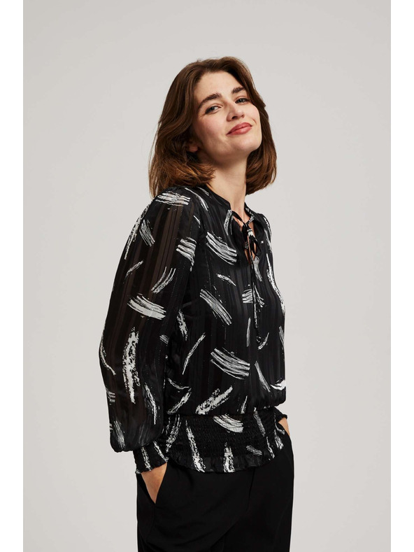 Moodo Crna košulja Moodo s vezanim izrezom