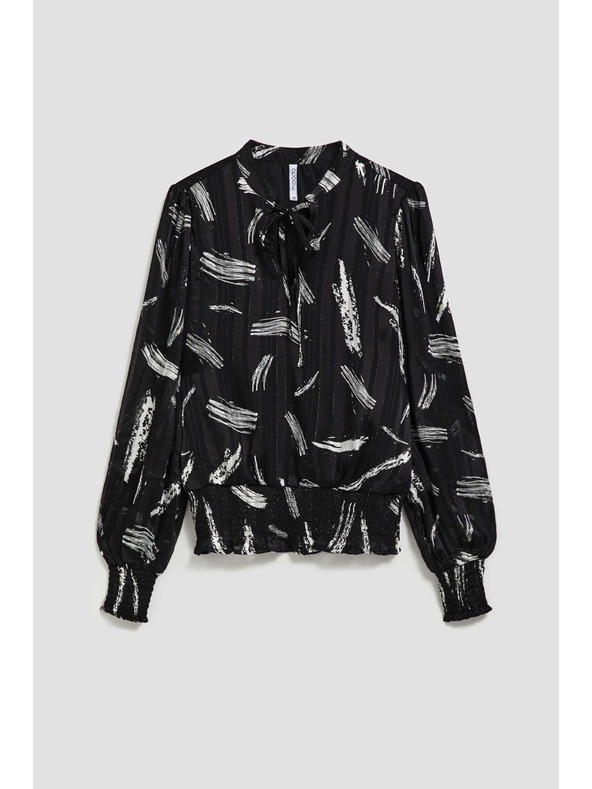 Moodo Crna košulja Moodo s vezanim izrezom