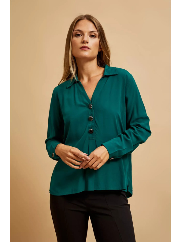 Moodo Košulja s V-izrezom smaragdna Moodo