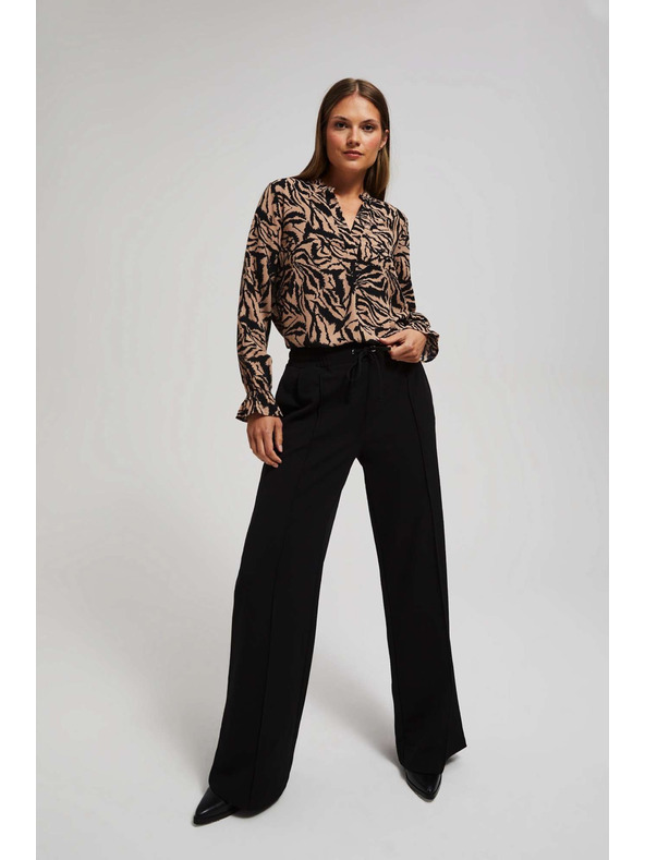 Moodo Uzorkovana košulja s V-izrezom tamno bež Moodo