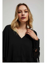Moodo Crna košulja s volanima i V-izrezom Moodo