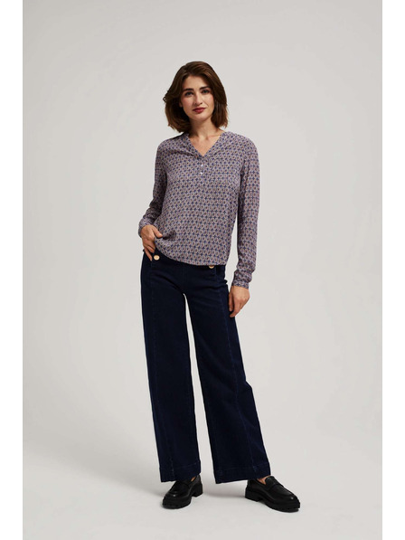 Moodo Uzorkovana košulja s V-izrezom svijetloplava Moodo