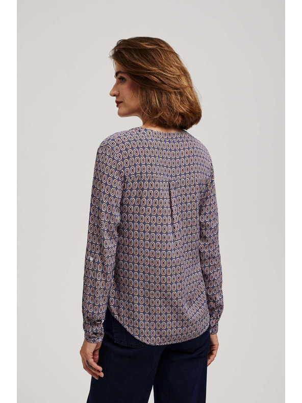 Moodo Uzorkovana košulja s V-izrezom svijetloplava Moodo