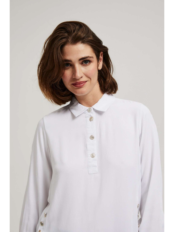 Moodo Bijela bluza s dekorativnim gumbima na izrezu i rukavima Moodo