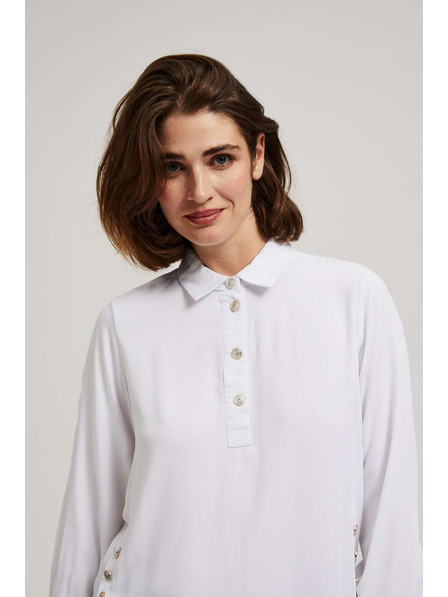 Moodo Bijela bluza s dekorativnim gumbima na izrezu i rukavima Moodo