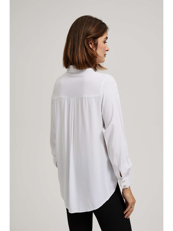 Moodo Bijela bluza s dekorativnim gumbima na izrezu i rukavima Moodo