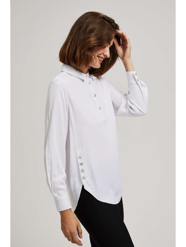 Moodo Bijela bluza s dekorativnim gumbima na izrezu i rukavima Moodo